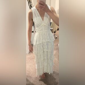 1. State Cream Lace Tiered Midi Dress